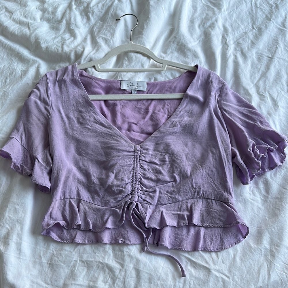 L’Academie Lavender Cropped Top